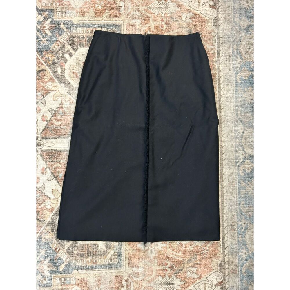St. Emile Couture Black Virgin Wool Midi Skirt, Size 8, MSRP $415